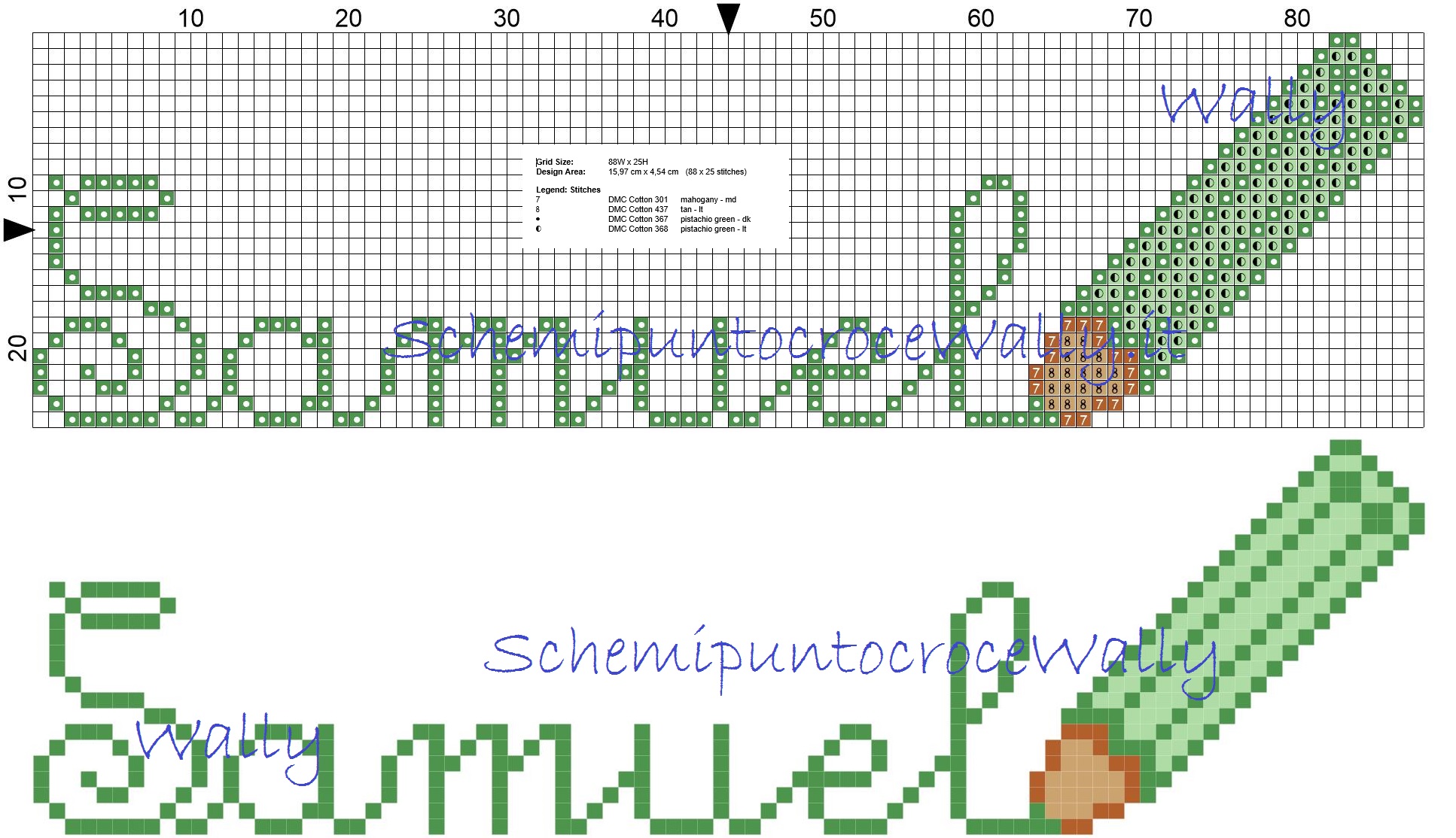 Nome Samuel con matita colorata schema punto croce