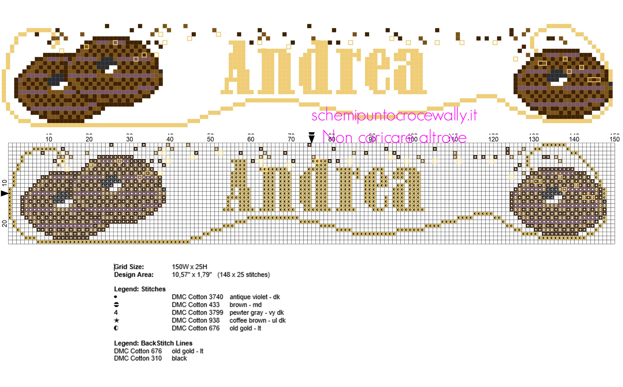 Nome bimbo ANdrea punto a croce con biscotti al cioccolato
