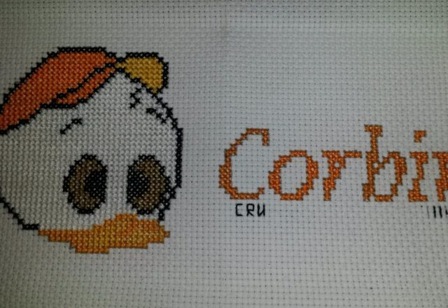 Nome punto croce Corbin con Qui Quo Qua autrice Fan su Facebook Carrie Renae Uetz
