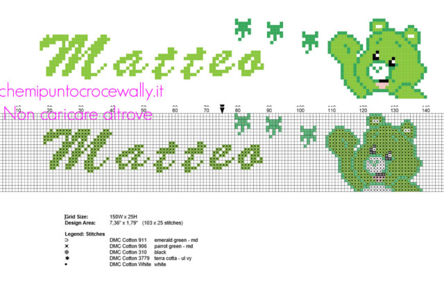 Nomi bambini da ricamare punto a croce Matteo con Gli Orsetti Del Cuore