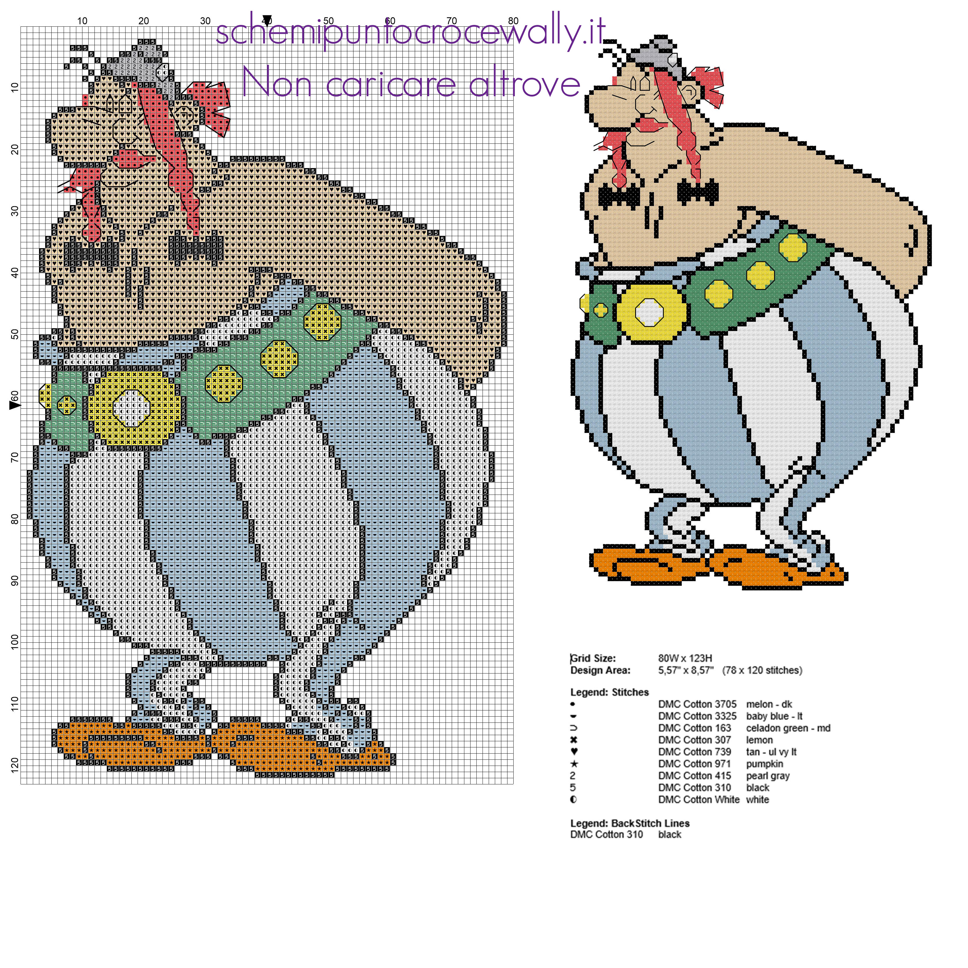 Obelix personaggio del cartone animato Asterix schema punto croce gratis
