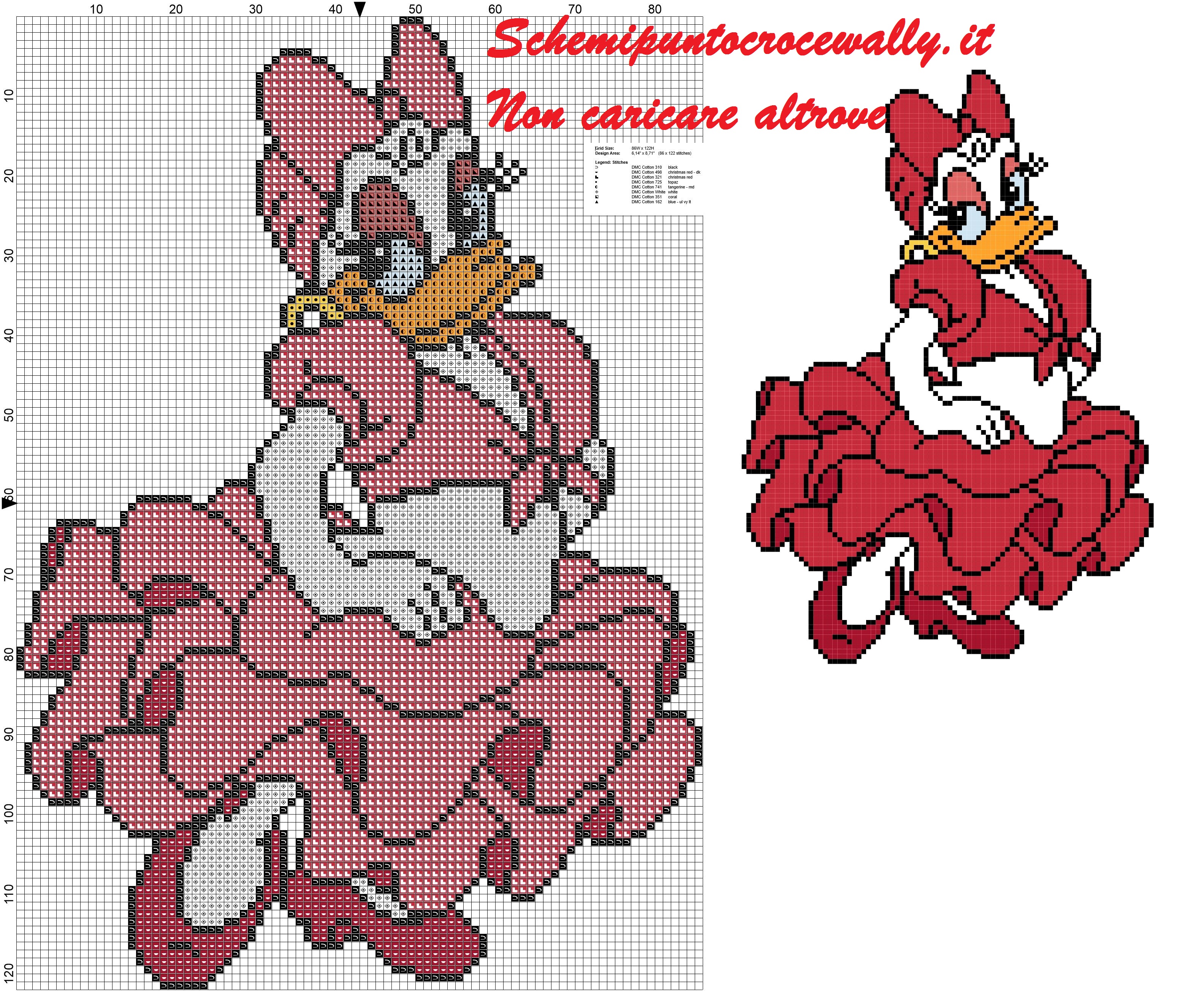Paperina vestita da spagnola schema punto croce gratis