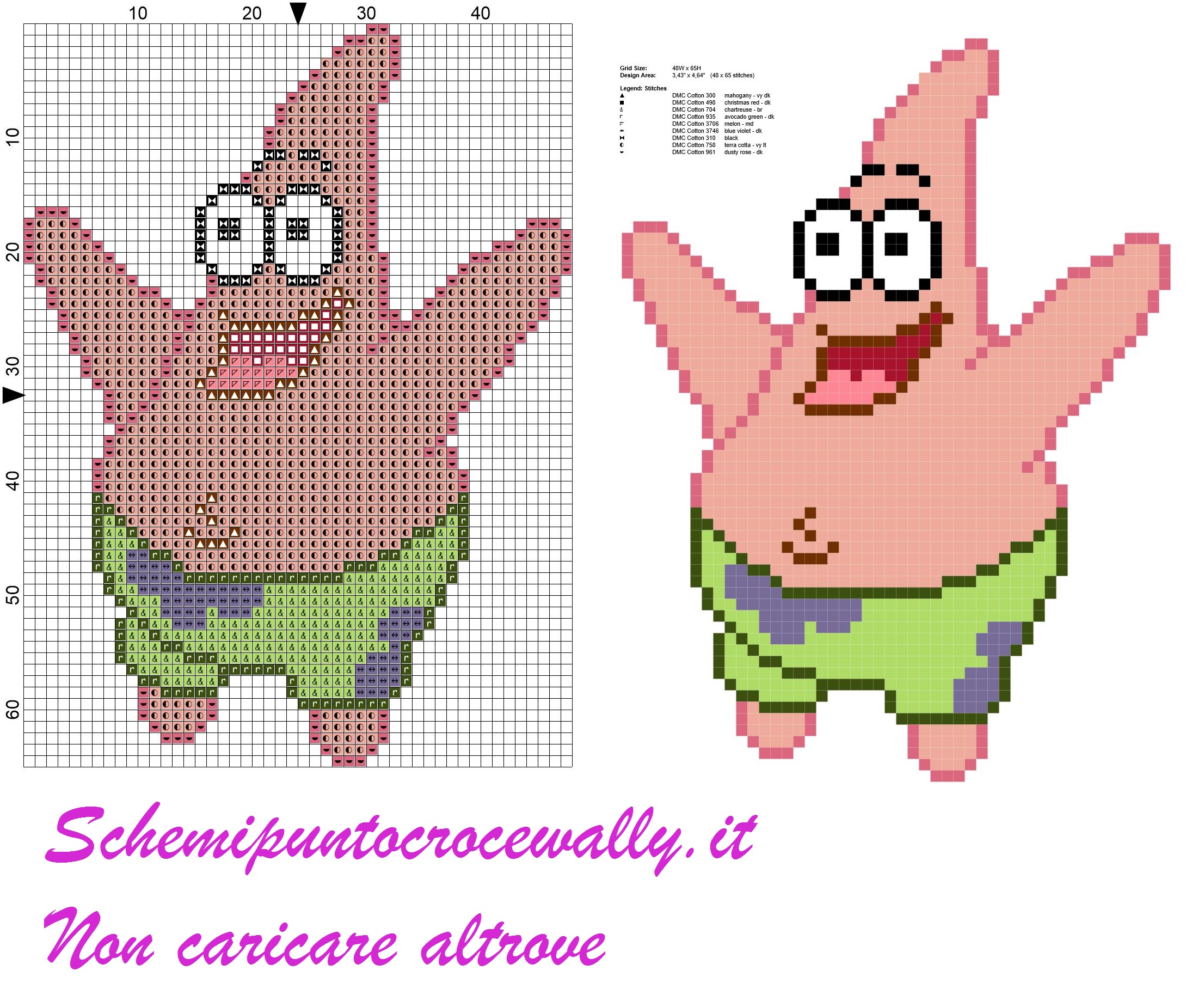 Patrick Stella SpongeBob schema punto croce gratis