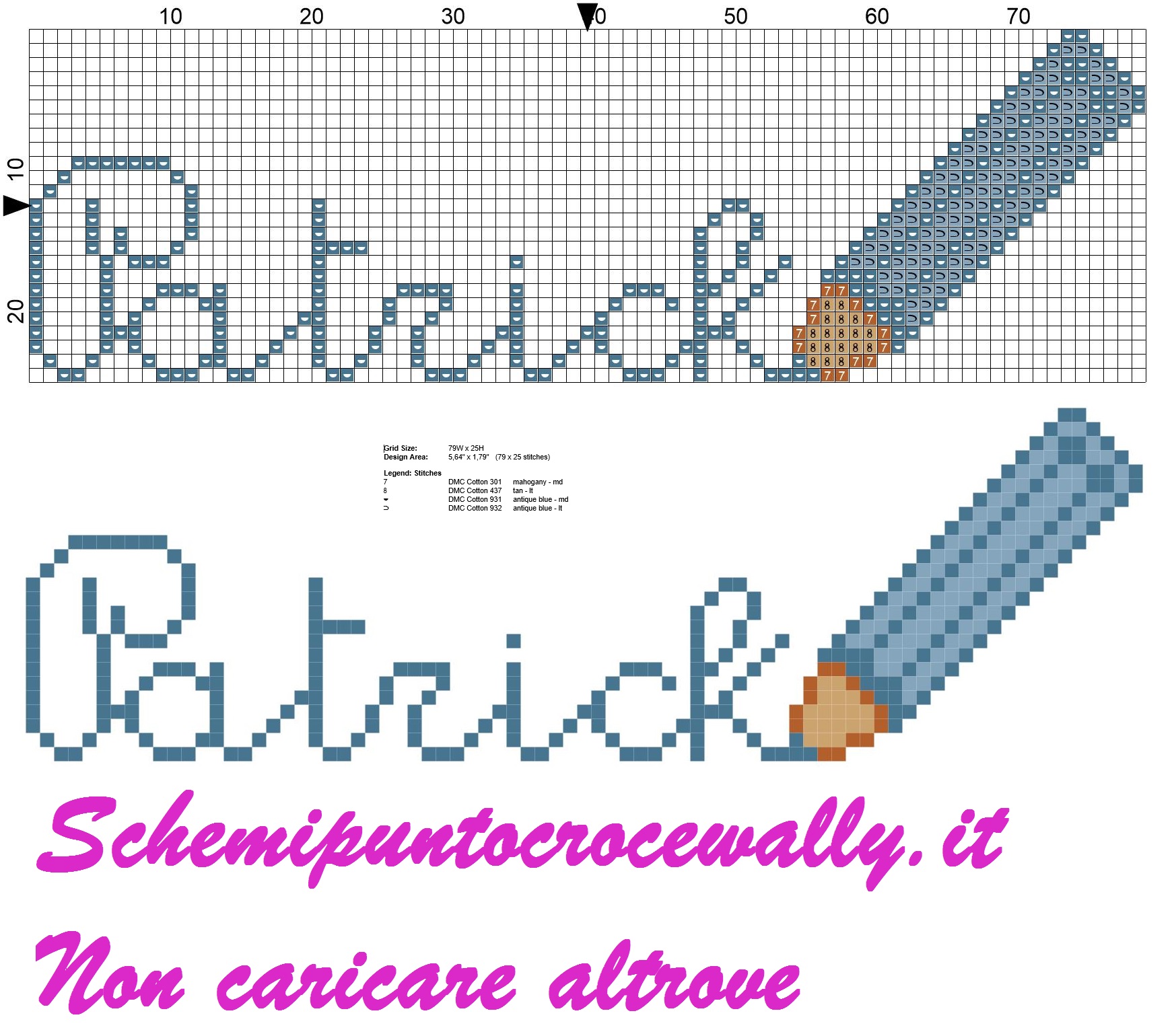 Patricknome con matita schema punto croce