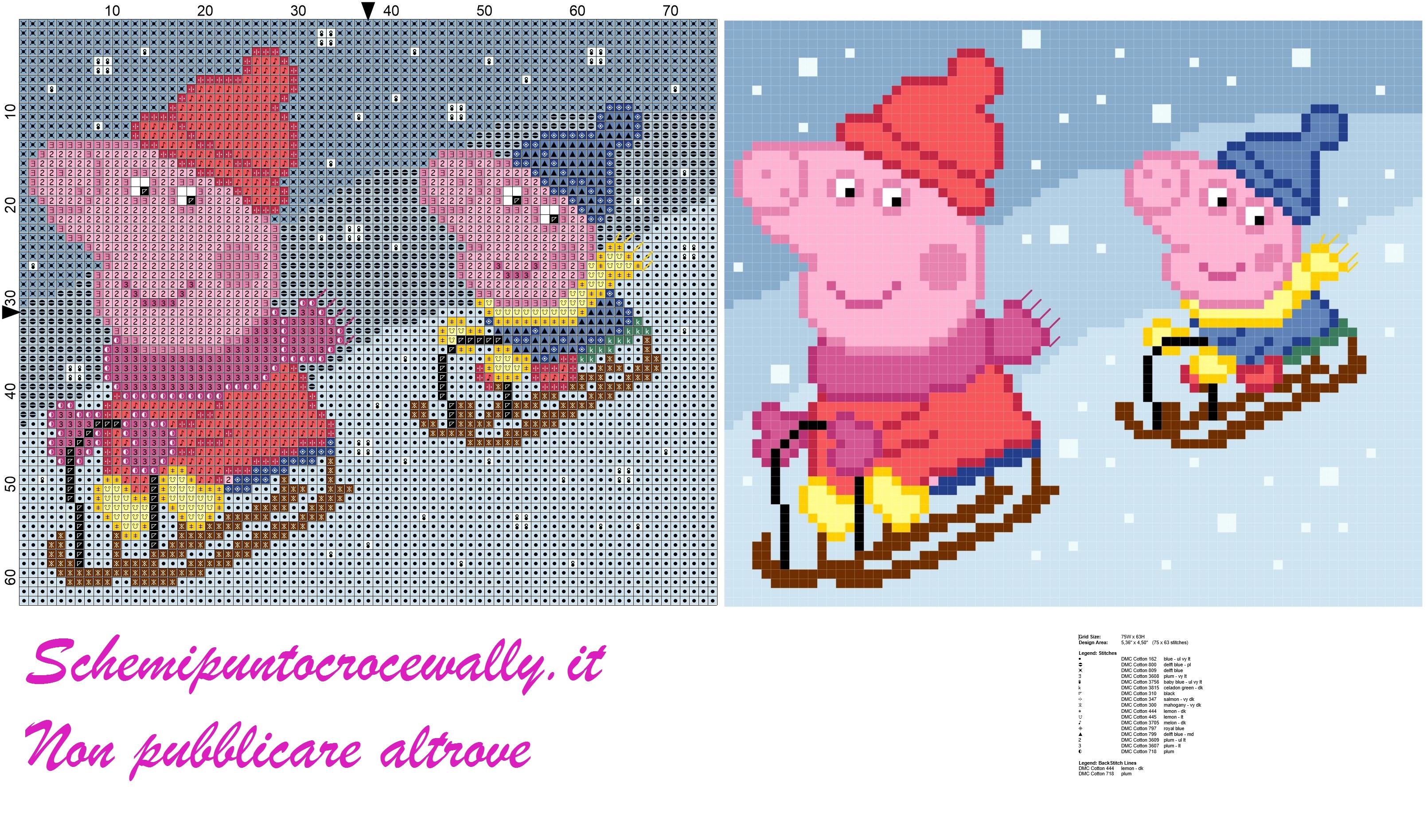 Peppa Pig e George sulle slitte schema punto croce