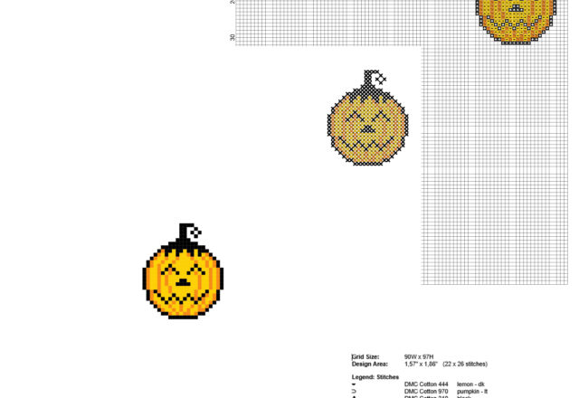 Piccola zucca di Halloween con faccia felice schema punto croce gratis