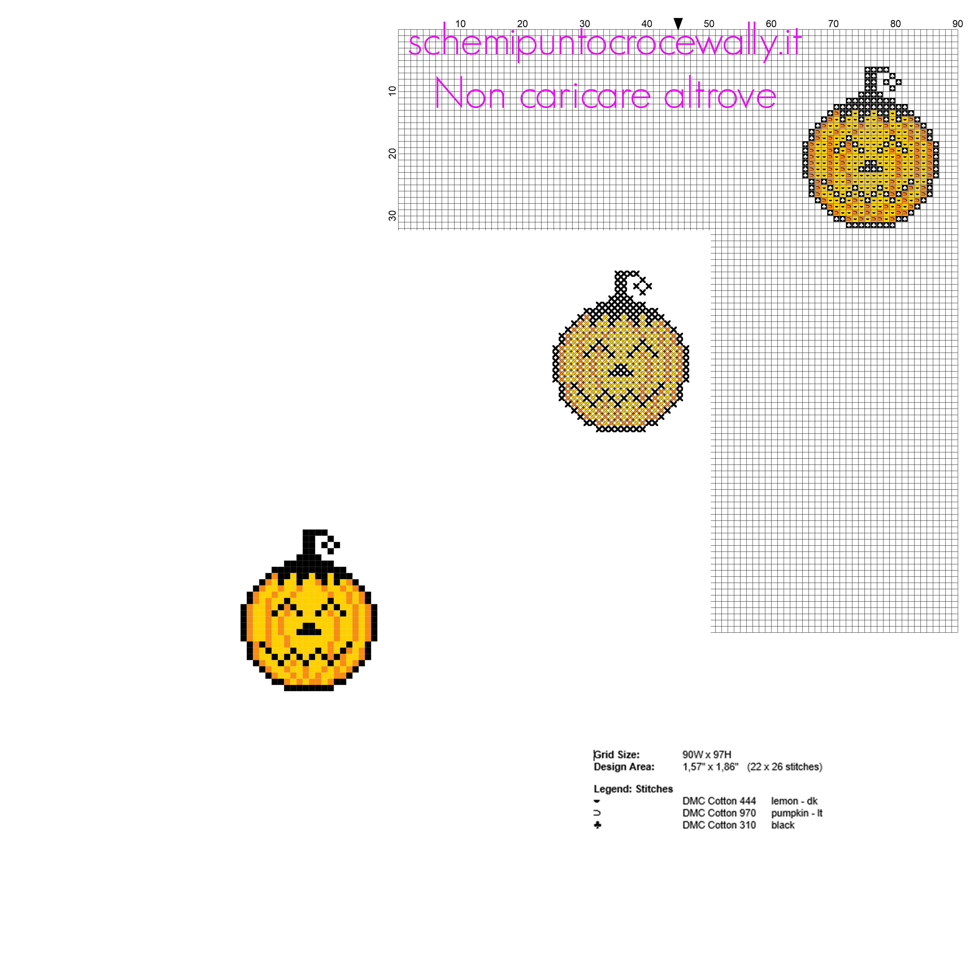 Piccola zucca di Halloween con faccia felice schema punto croce gratis