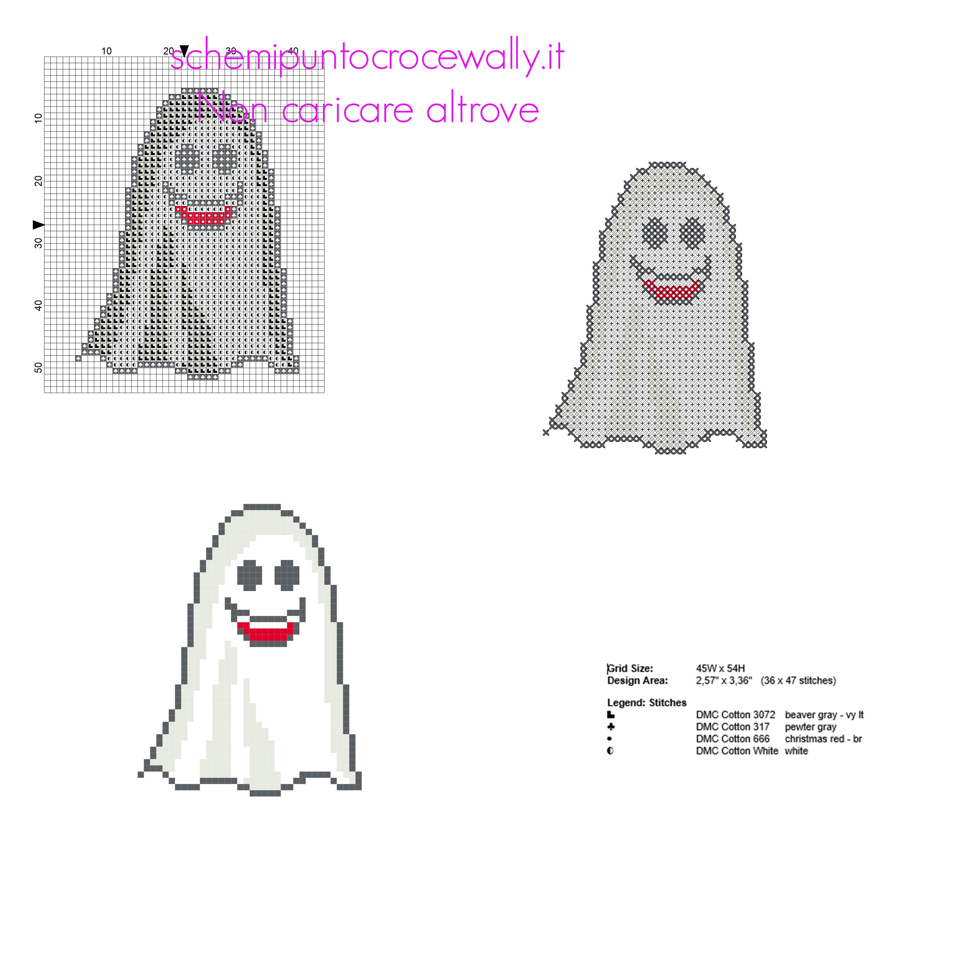 Piccolo fantasma di Halloween schema punto croce nella categoria festività