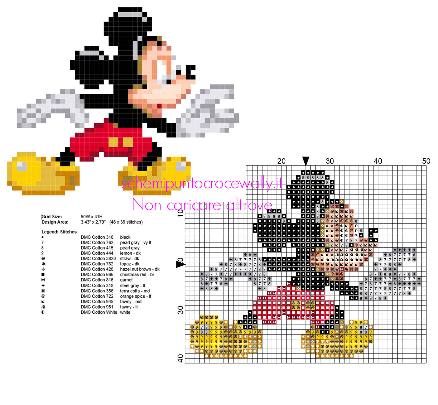 Piccolo schema punto croce Disney Topolino vecchi videogiochi vintage 16 bit