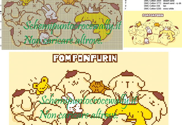 Pomponpurin schema punto croce 150x95 10 colori