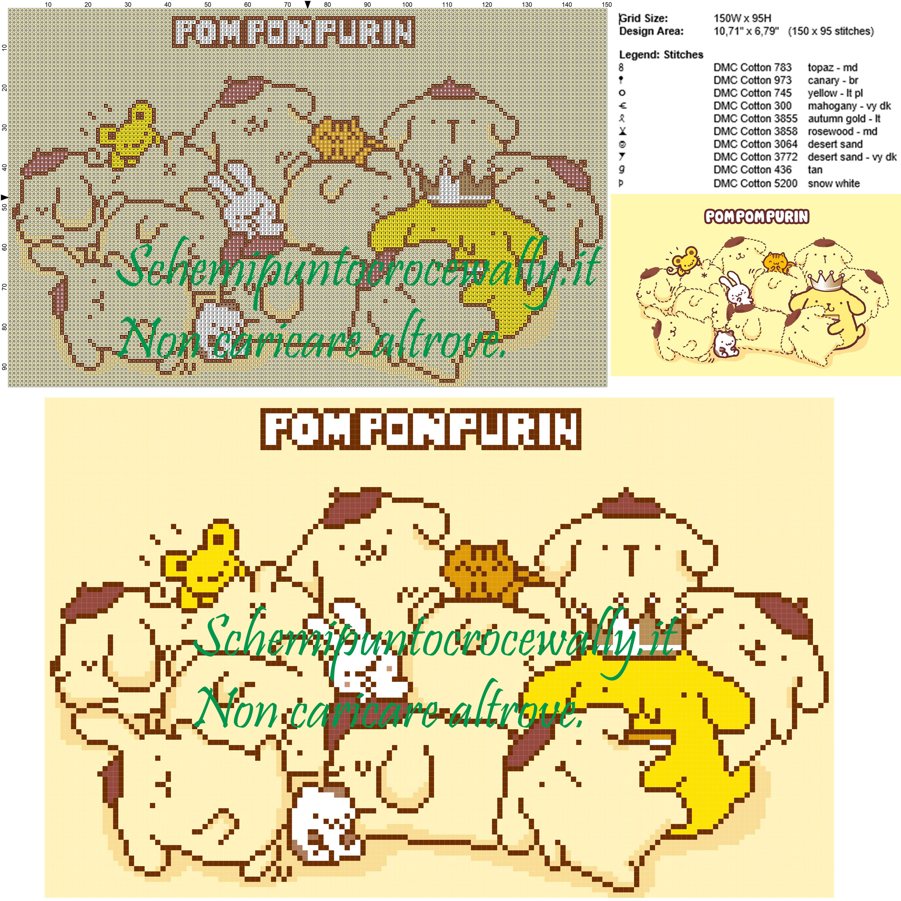 Pomponpurin schema punto croce 150x95 10 colori