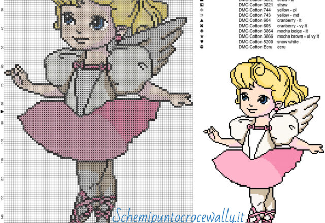 Principessa Aurora ballerina schema Disney a punto croce 100x168 14 colori