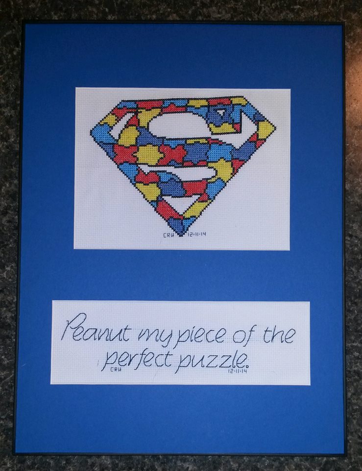 Quadretto e orologio Superman foto lavoro punto croce autrice Fan su Facebook Carrie Renae Uetz (2)