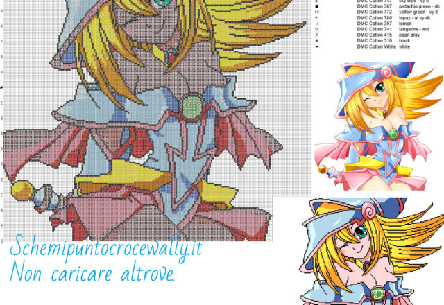 Ragazza Maga Nera (Yu Gi Oh) schema gratis punto croce 200x200 16 colori