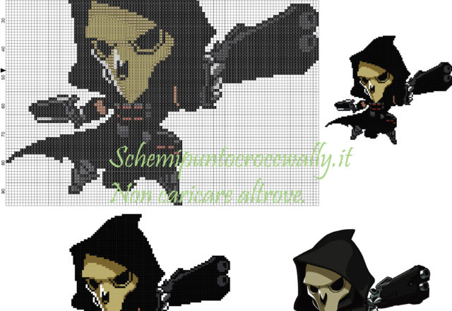 Reaper (Overwatch) schema punto croce 110x95 8 colori
