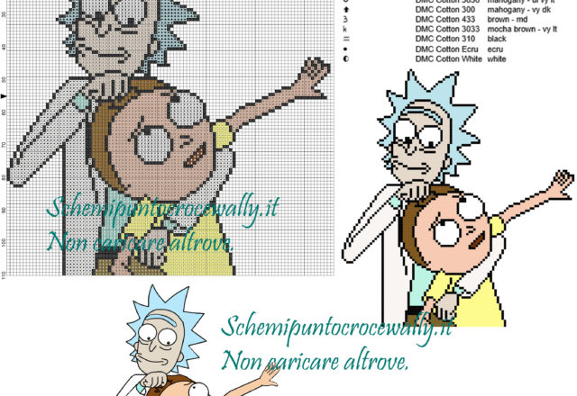 Rick e Morty schema punto croce 100x110 11 colori