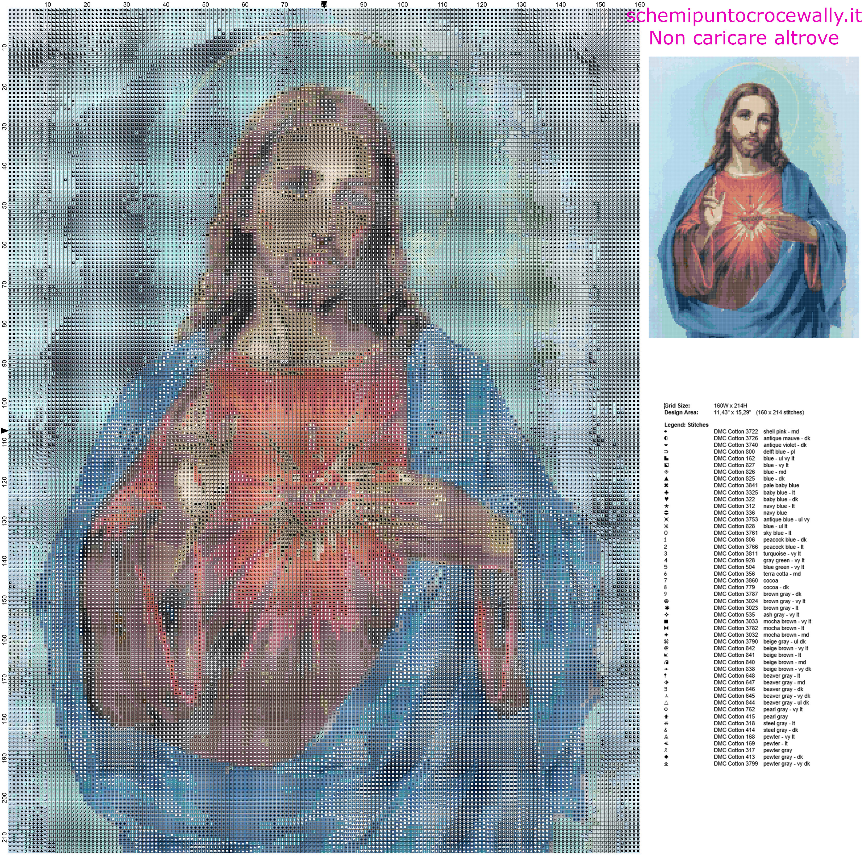 Ritratto di Gesù di Nazareth schema punto croce gratuito