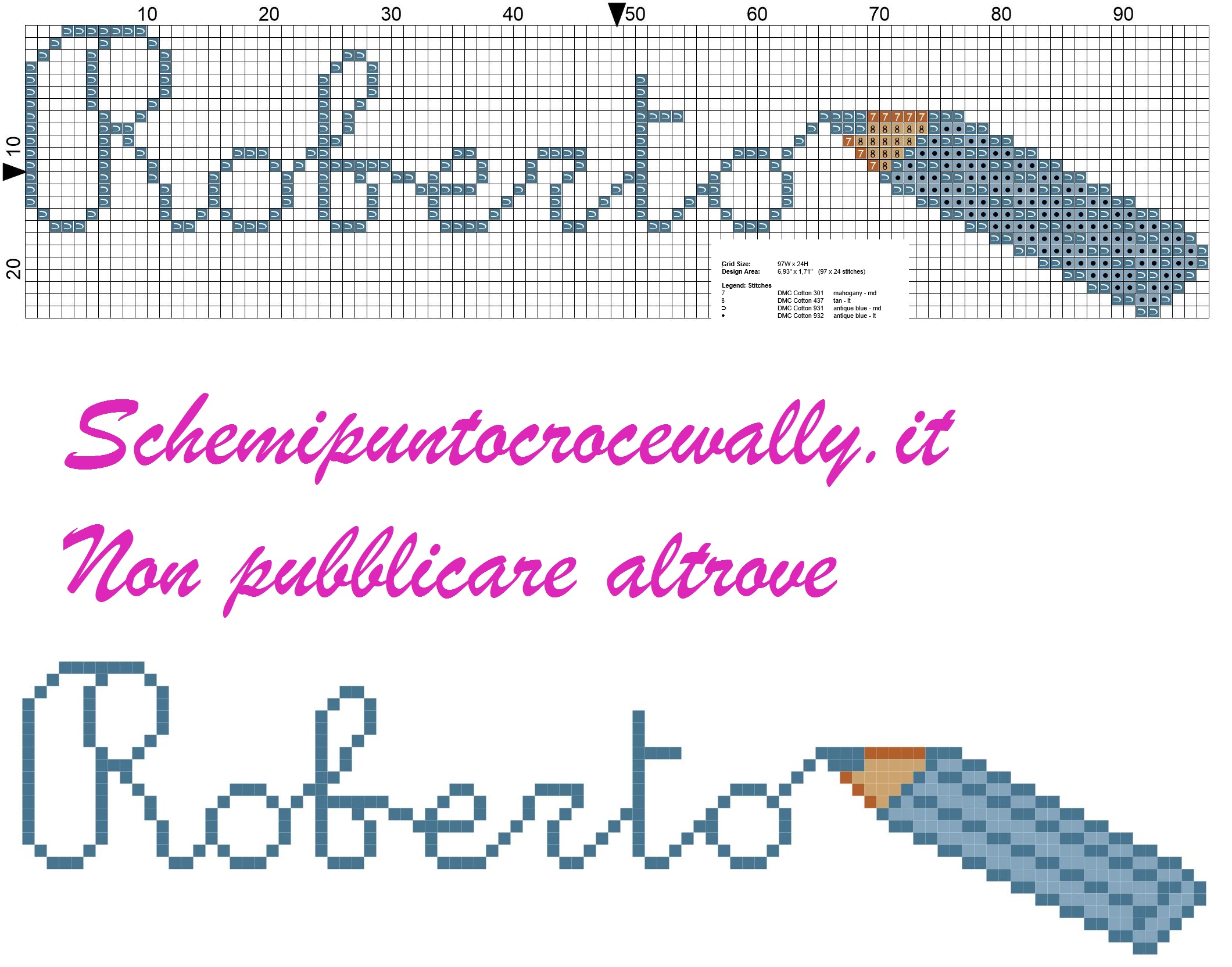 Roberto nome con matita schema punto croce