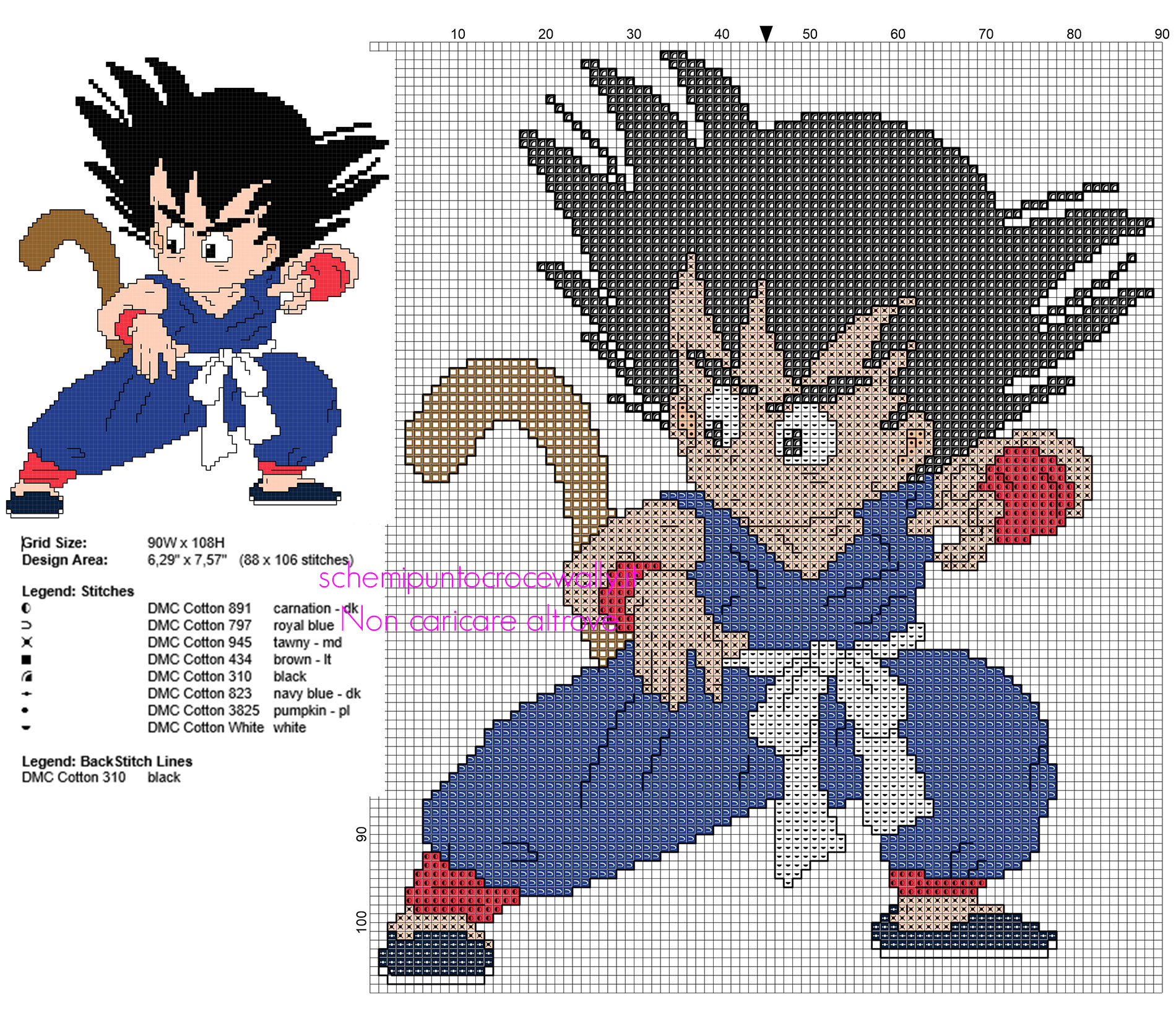 Schema a punto croce di Goku bambino dal primo Dragon Ball anime