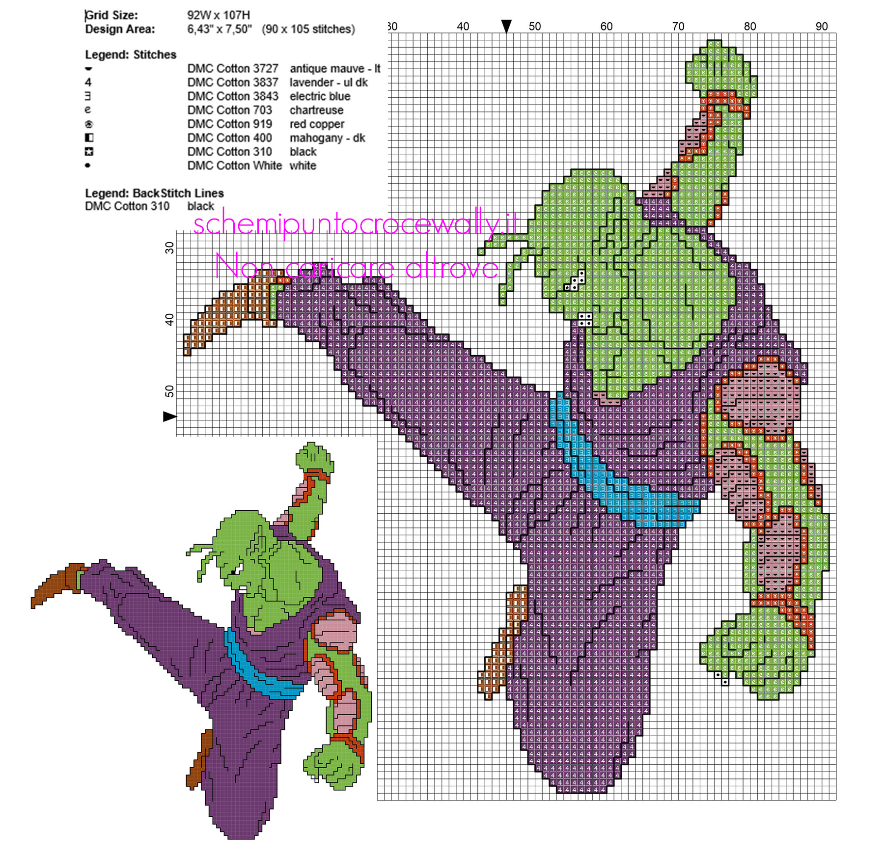 Schema da ricamare punto a croce gratis col punto scritto Junior o Piccolo da Dragon Ball