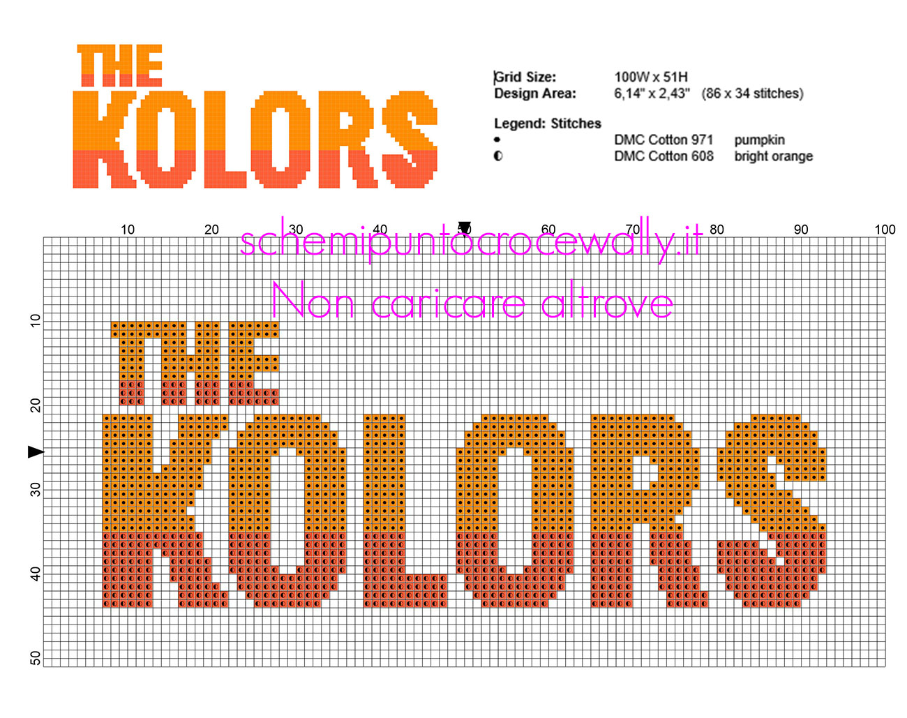 Schema da ricamare punto croce logo dei The Kolors