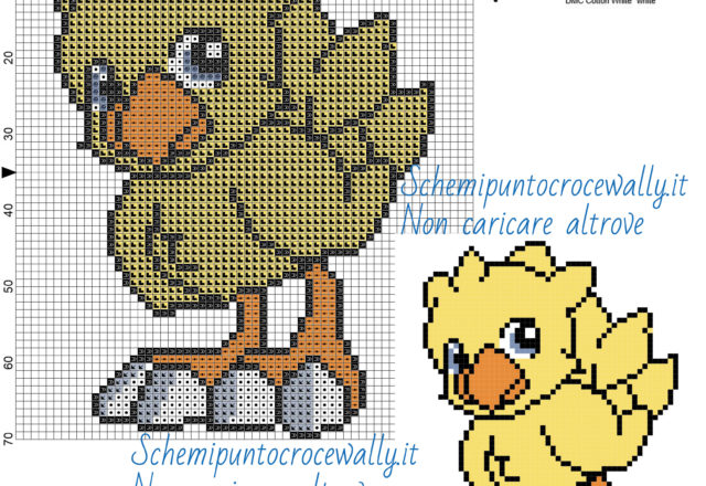 Schema punto croce Chocobo (Final Fantasy Saga) 60x70 6 colori