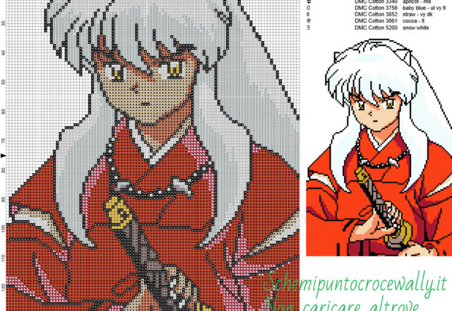 Schema punto croce Inuyasha 100x150 10 colori