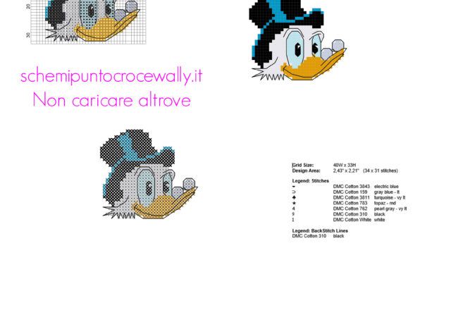 Schema punto croce bavaglino gratis con Disney Paperon de Paperoni