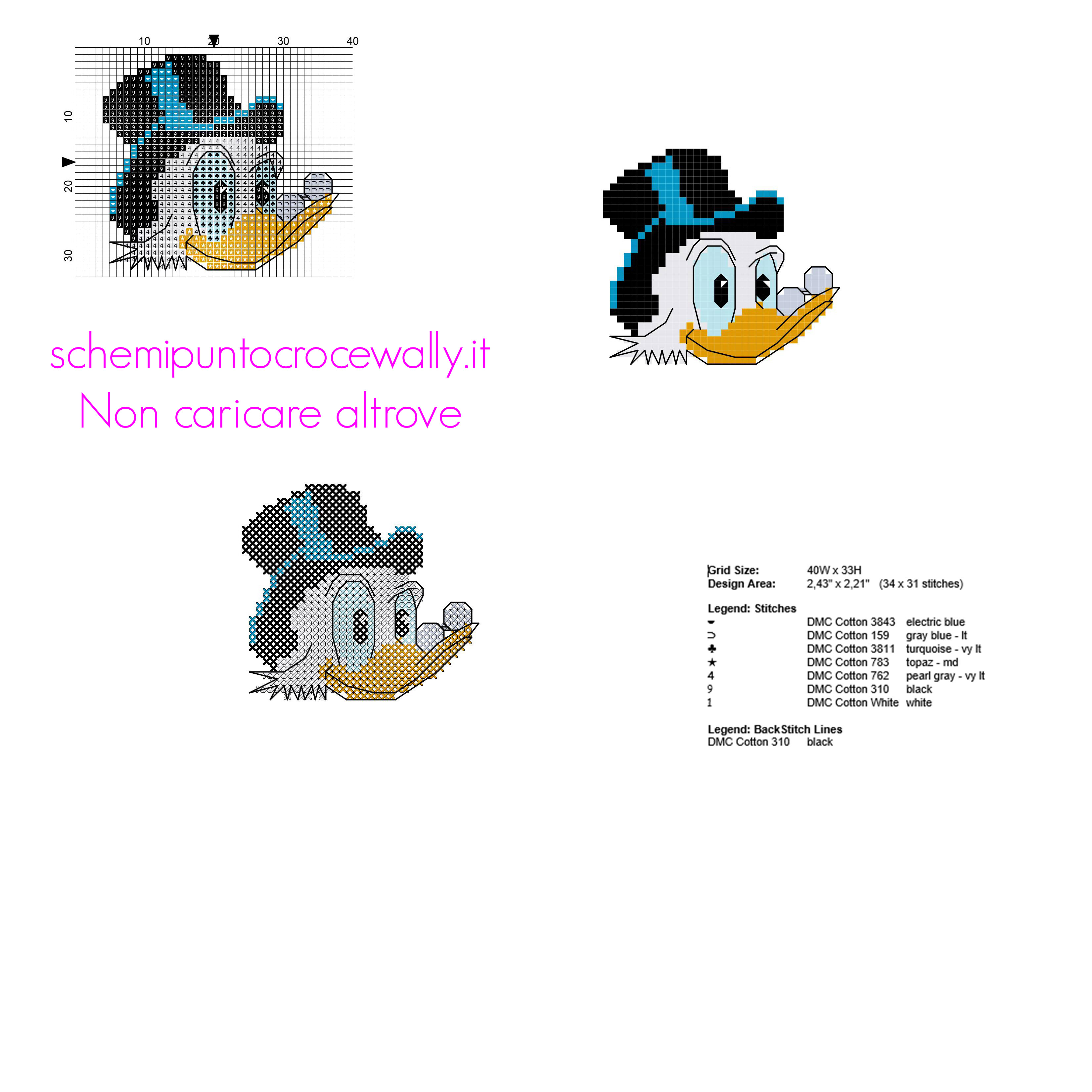 Schema punto croce bavaglino gratis con Disney Paperon de Paperoni