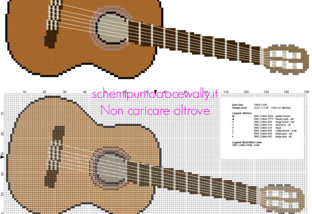 Schema punto croce chitarra strumento musicale