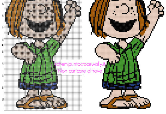 Schema punto croce da ricamare di Patty personaggio dei Peanuts