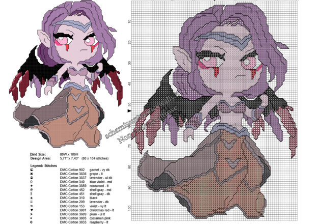 Schema punto croce gratis Morgana di League Of Legends