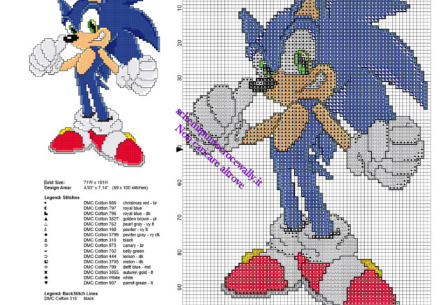 Schema punto croce gratis Sonic The Hedgehog