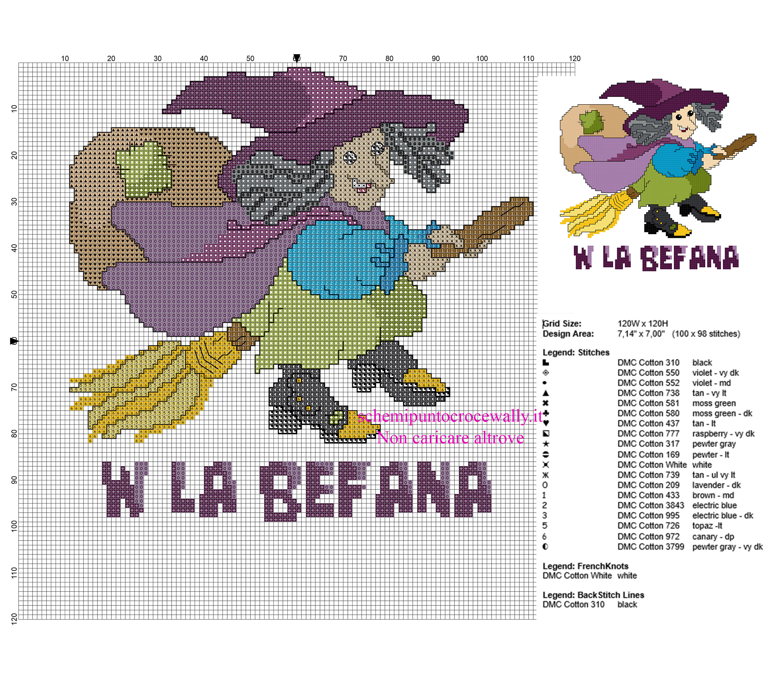 Schema punto croce gratis W La Befana per l’ Epifania