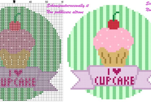 Schema punto croce gratis i love cupcake