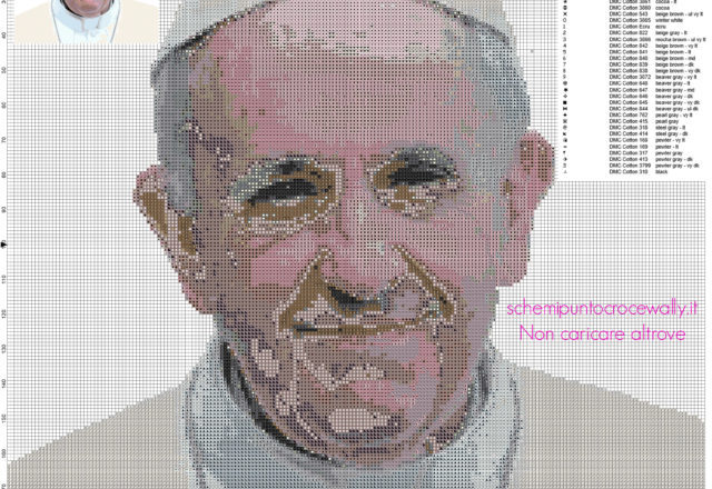 Schema punto croce gratis il Papa Francesco