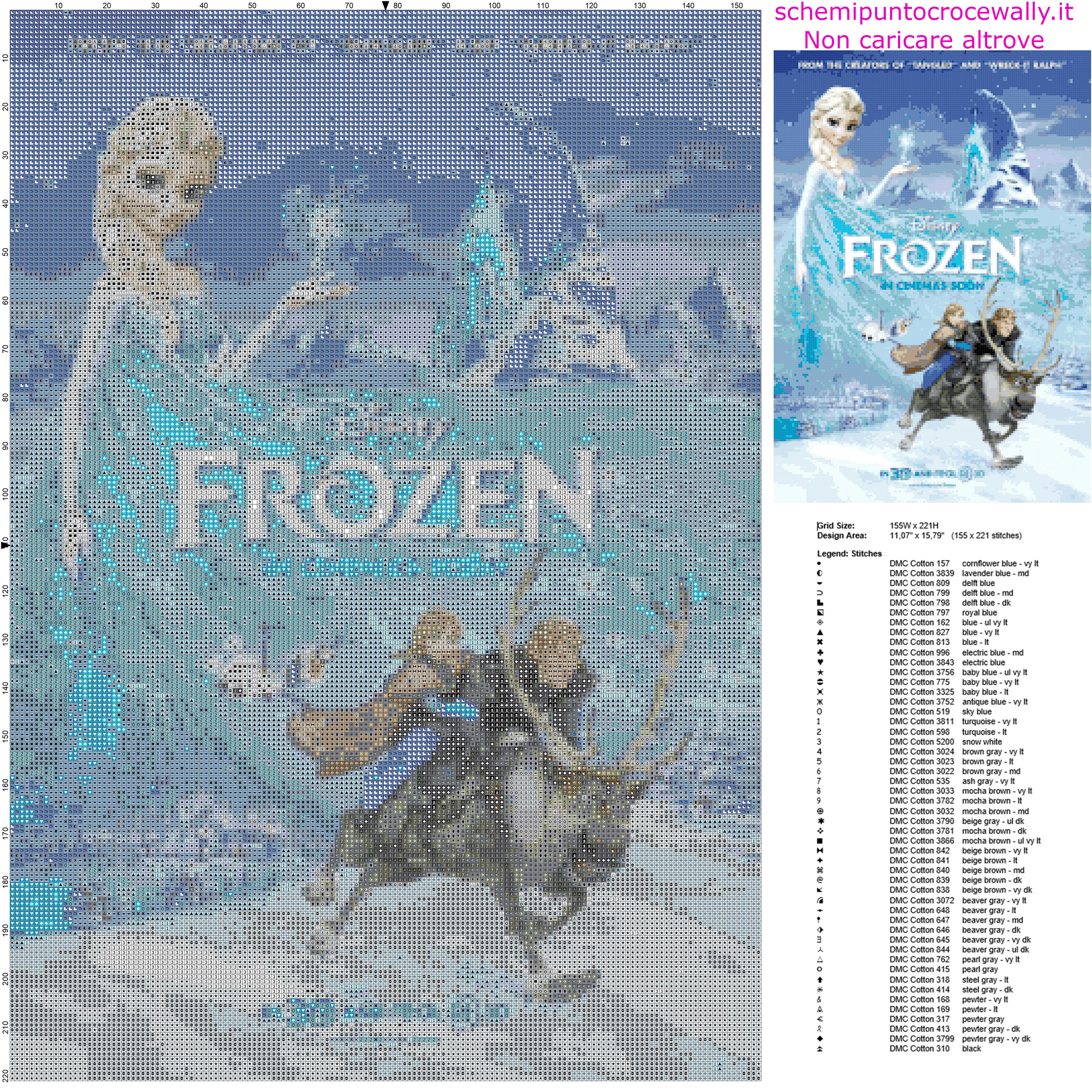 Schema punto croce poster del film cartone animato Disney Frozen