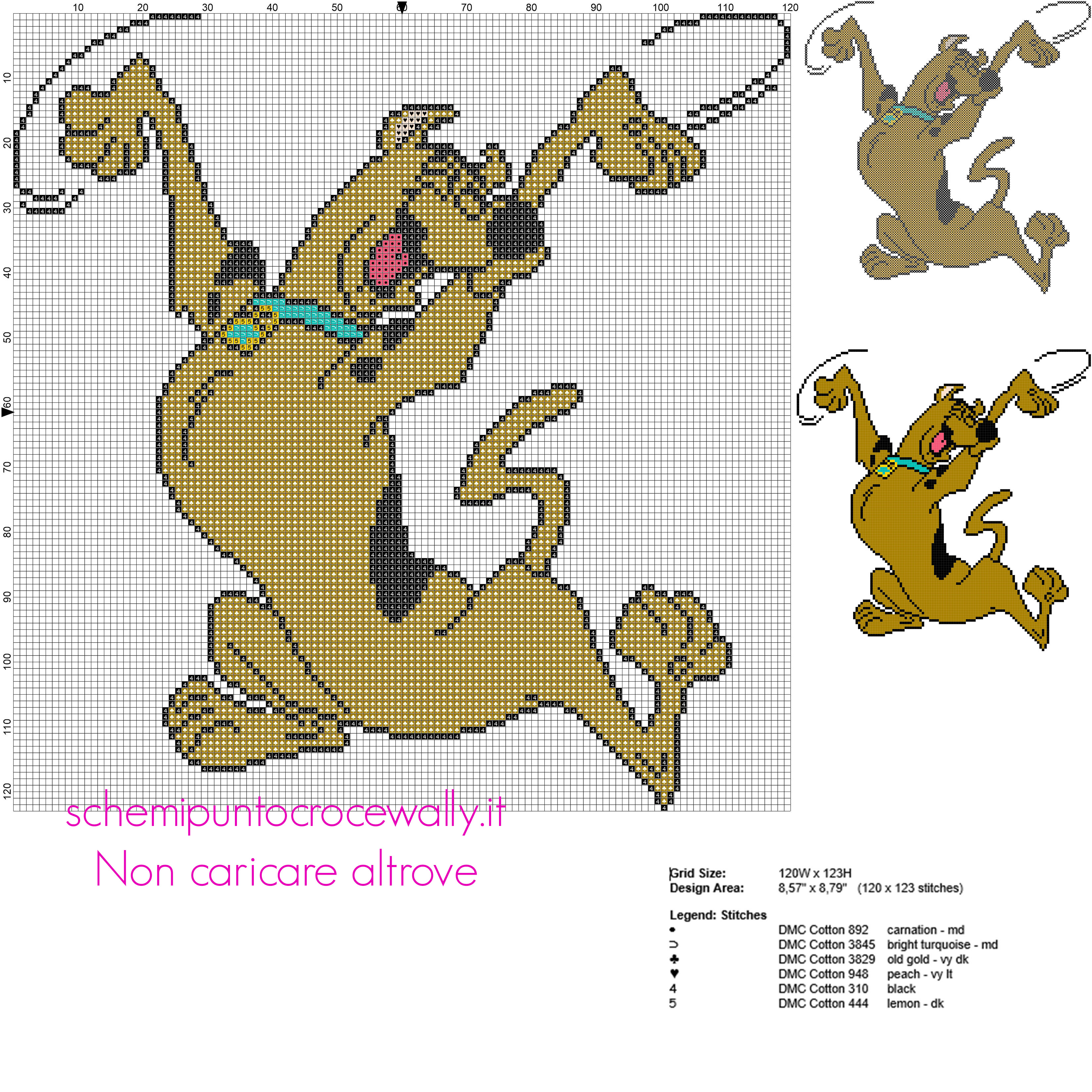 Schema punto croce ricamo gratuito Scooby Doo