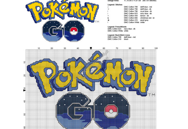 Schema ricamo punto croce gratis logo di Pokemon Go