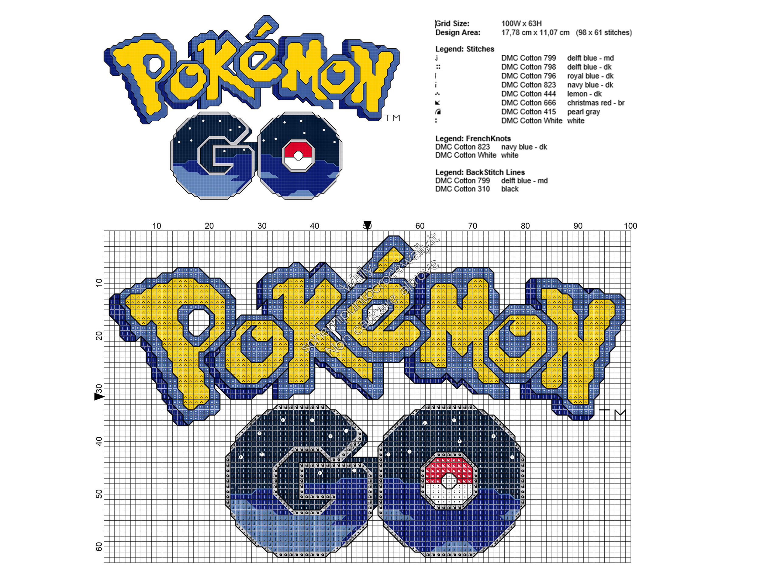Schema ricamo punto croce gratis logo di Pokemon Go