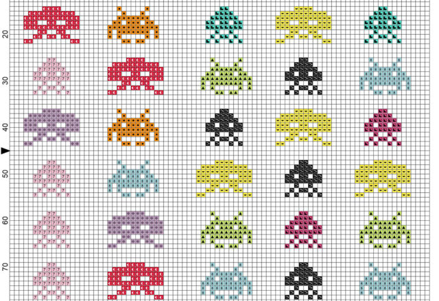 Schemi punto croce del videogioco anni 80 Space Invaders