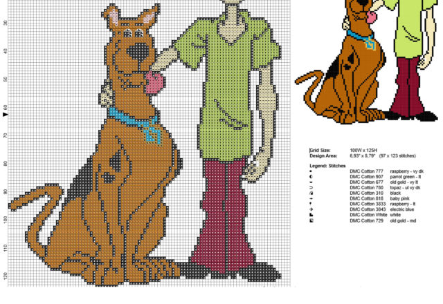 Scooby e Shaggy schema punto croce gratuito del cartone Scooby Doo