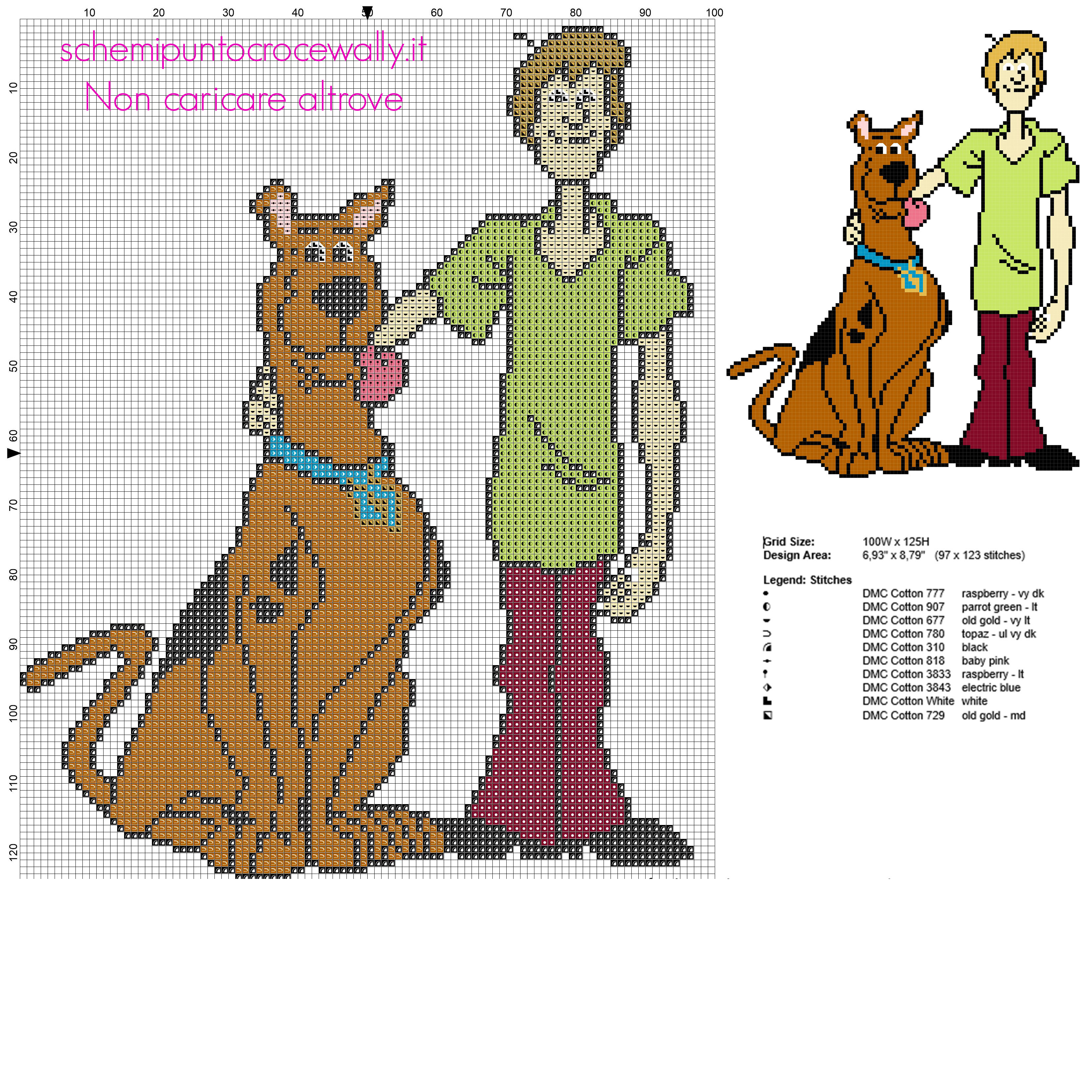 Scooby e Shaggy schema punto croce gratuito del cartone Scooby Doo