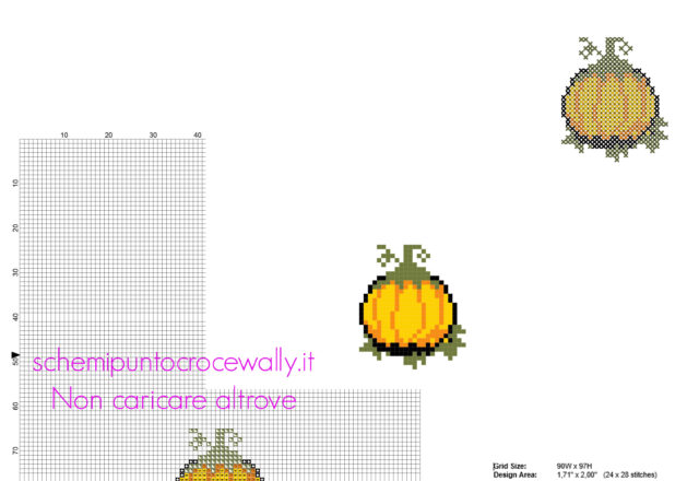 Semplice e piccola zucca di Halloween schema punto croce gratis