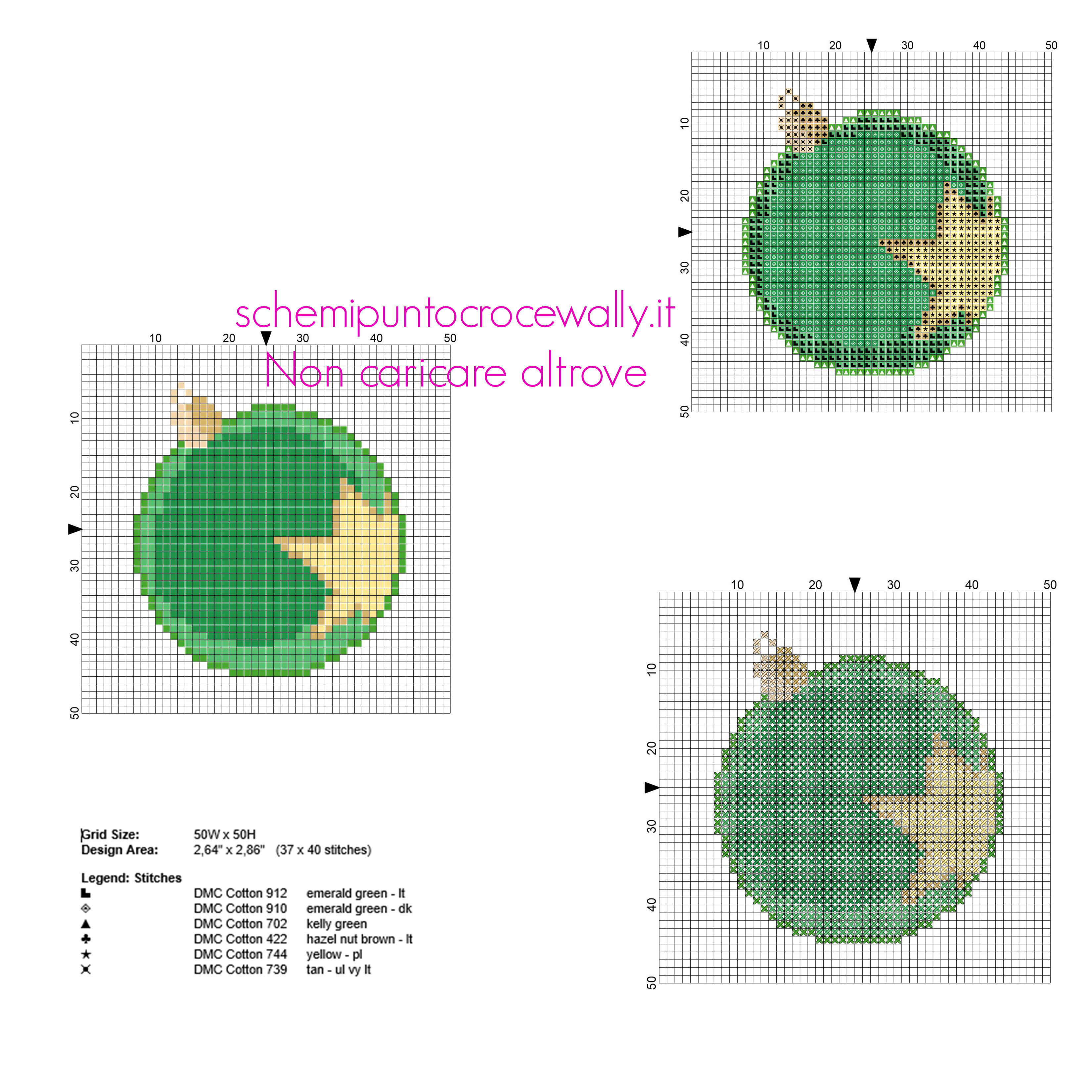 Semplice e piccolo schema punto croce biglietto di Natale con palla verde download gratis