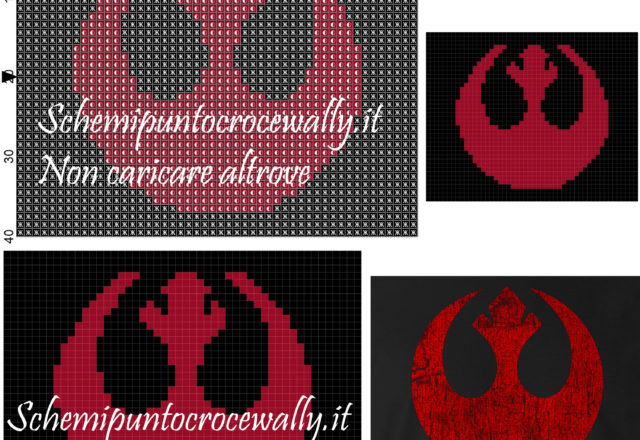 Simbolo della Ribellione (Star Wars) schema punto croce 50x40 2 colori
