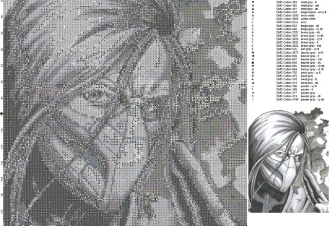 Smoke (Mortal Kombat) schema punto croce 150x199 40 colori