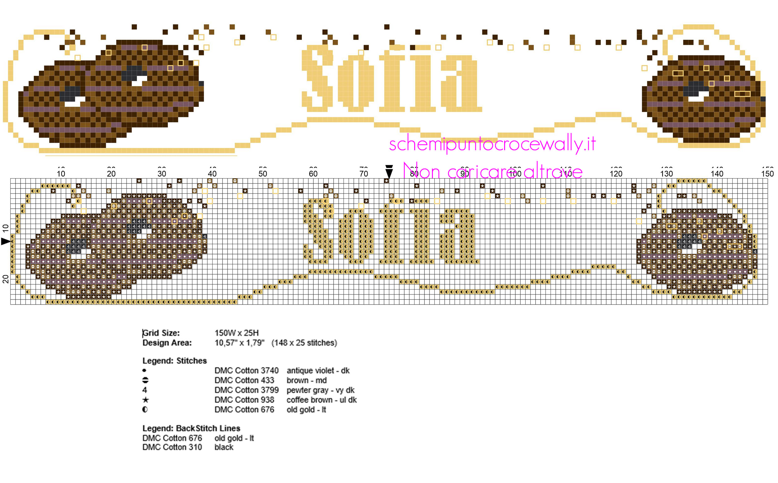 Sofia nome bambina punto croce gratis con biscotti al cioccolato