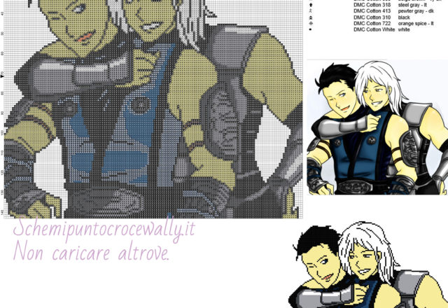 Sub Zero and Smoke Schema gratis punto croce Mortal Kombat 150x143 12 colori