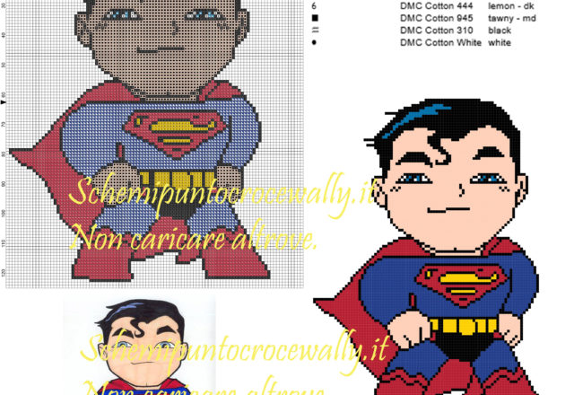 Superman schema punto croce 100x125 7 colori